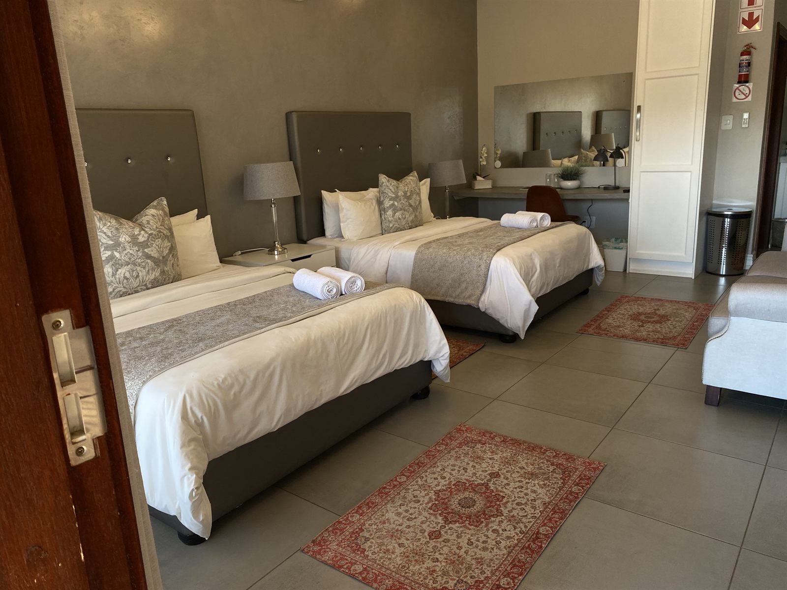 Twin beds in the Deluxe Family Suite at 2nd Cozy Corner Woodland Hills